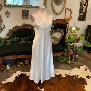 Vintage Linea Donatella lingerie Polka Dot Bridal Slip Dress V-Neck Size S